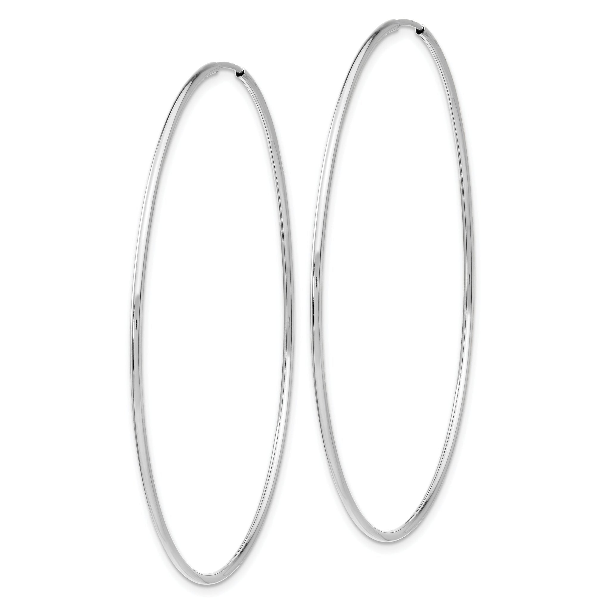 14k White Gold Polished Endless Tube Hoop Earrings Secondary image