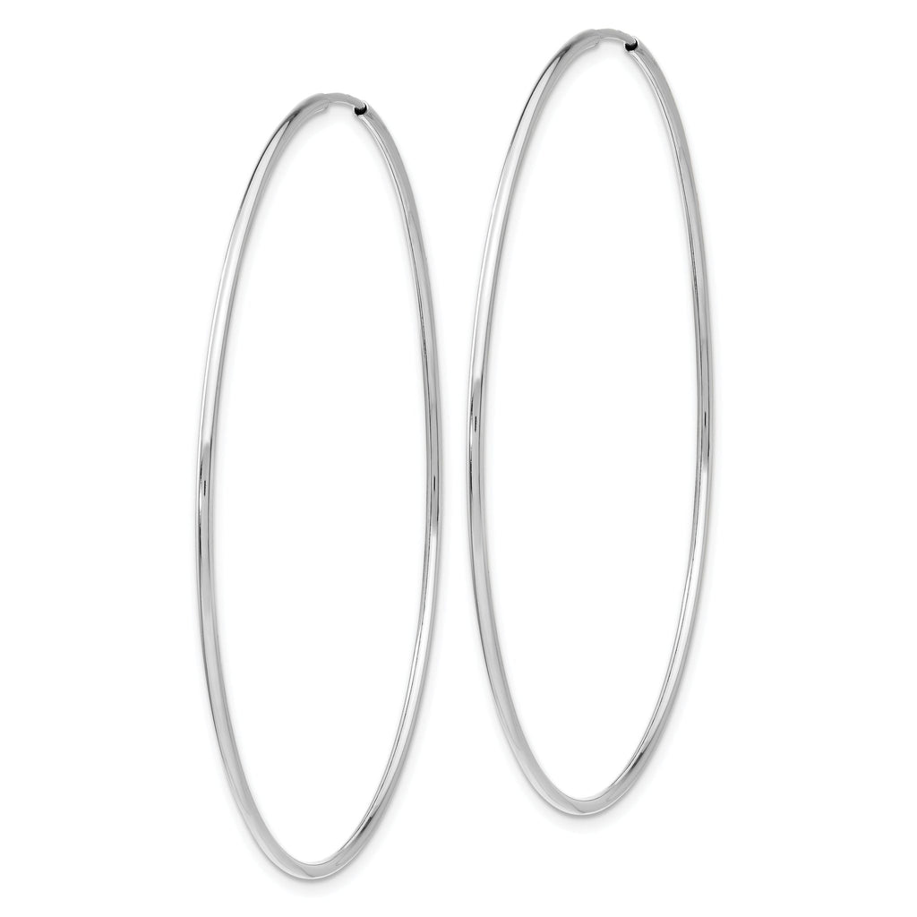 14k White Gold Polished Endless Tube Hoop Earrings