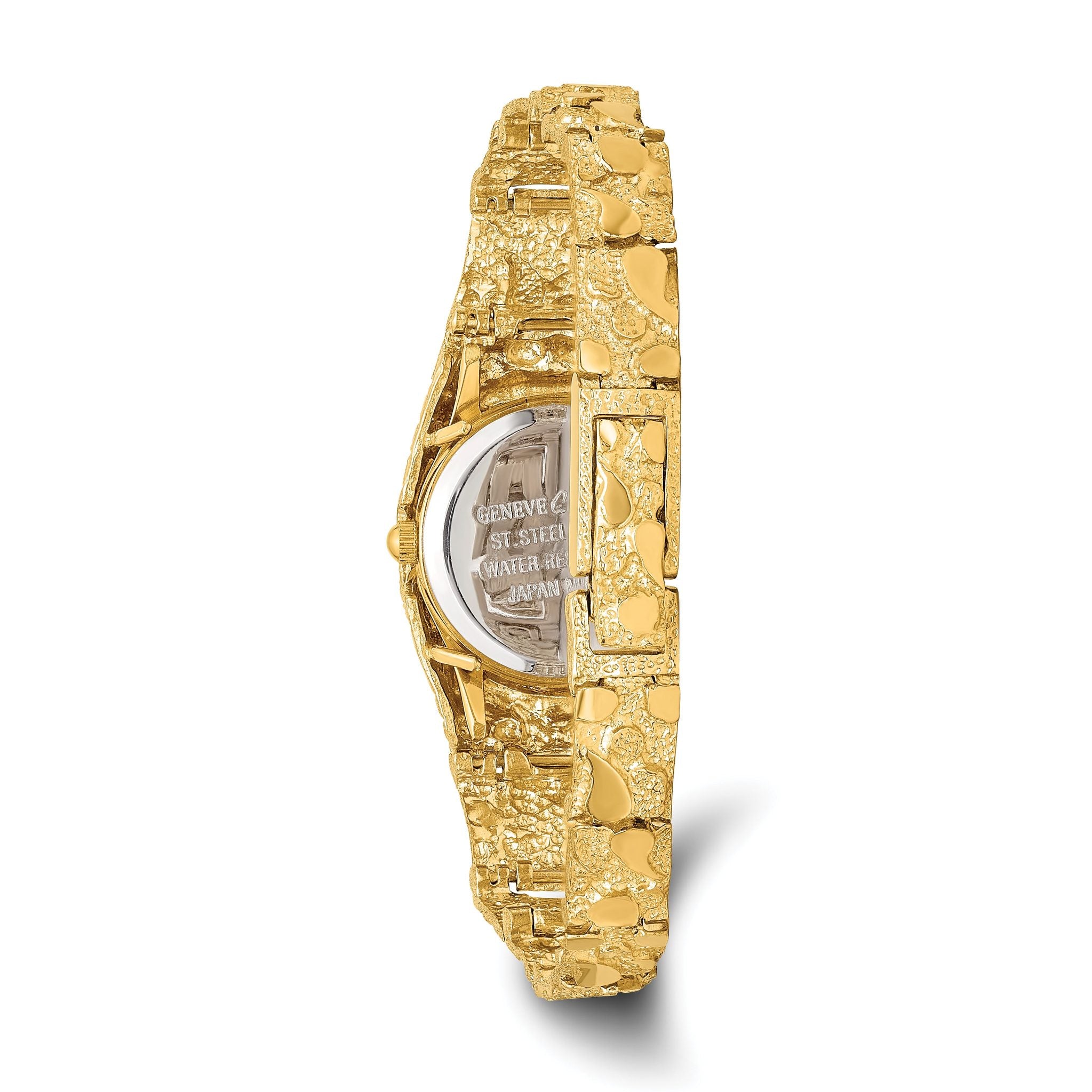 14K Ladies Circular Champagne 22mm Dial Solid Nugget Watch