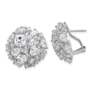 Cushion-Cut Cubic Zirconia Cluster Back Stud Earrings in Sterling Silver, 22mm - Sophia Jewelers