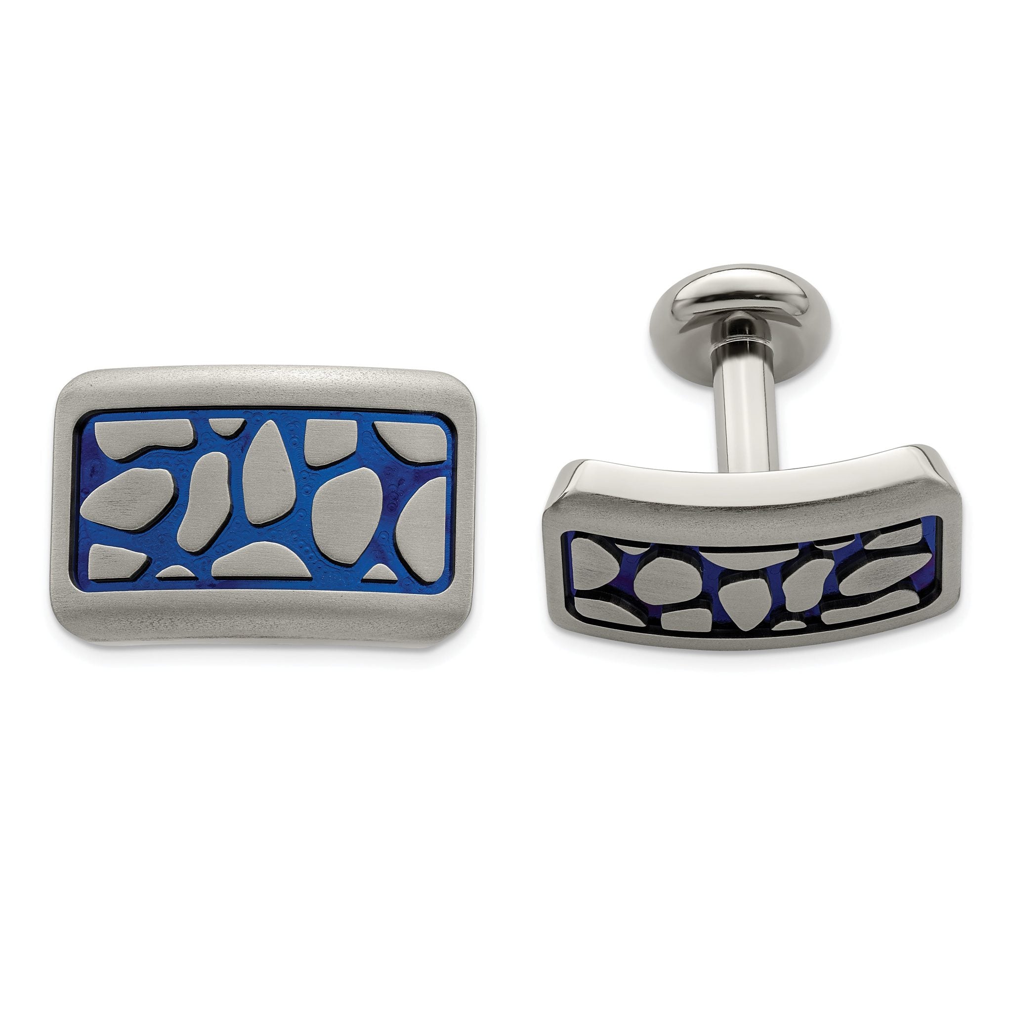 Blue Anodized Brushed Titanium Cuff Links by Edward Mirell