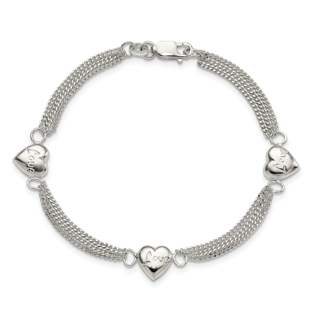 Heart with Love Bracelet in Sterling Silver