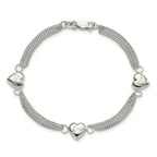 Heart with Love Bracelet in Sterling Silver