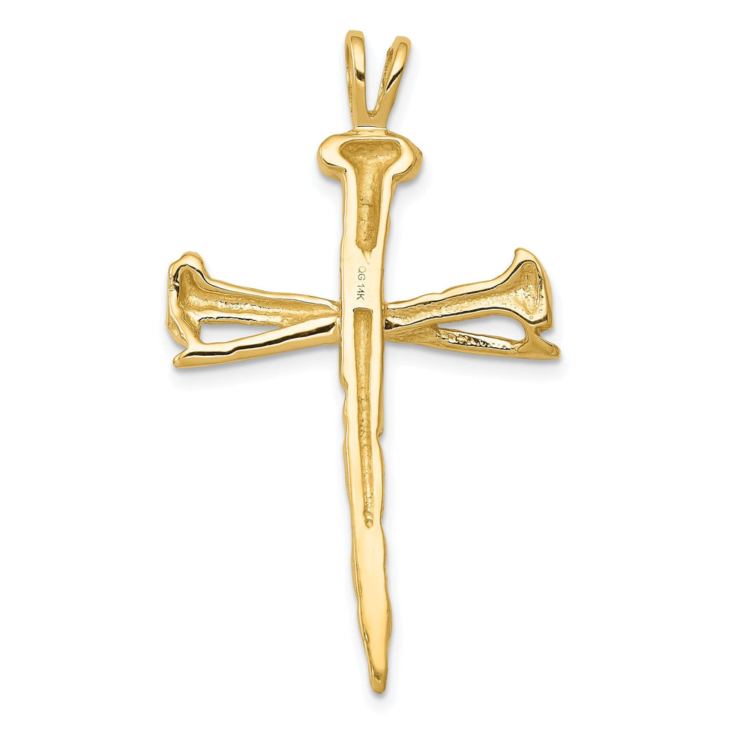 14K Gold Nail Cross Charm with Polished Finish Solid & Elegant