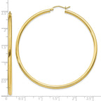 10K Gold Polished Tube Hoop Earrings, 2.5mm Elegant Design for Women