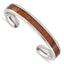 Stainless Steel Polished with Red/Orange Koa Wood Inlay Cuff Bangle Bracelet for Men