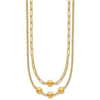 14K Polished Layered Link with Beads Necklace