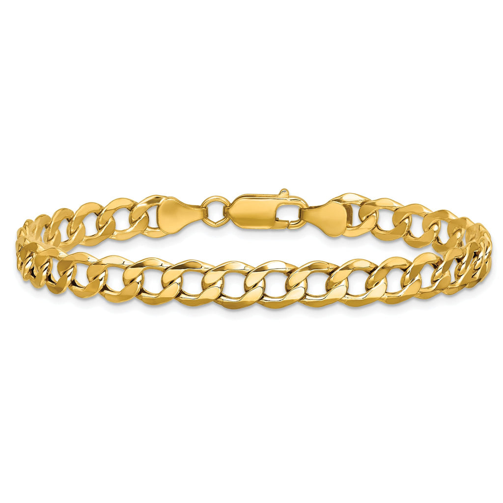Semi-Solid Curb Link Chain in 10K Yellow Gold, 6.5mm