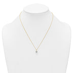 14k Polished 7.00mm Round CZ Solitaire 18 inch Necklace