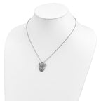 Sentimental Expressions Sterling Silver Rhodium-plated CZ Antiqued Angel, Heavenly Angel 18 Inch Necklace