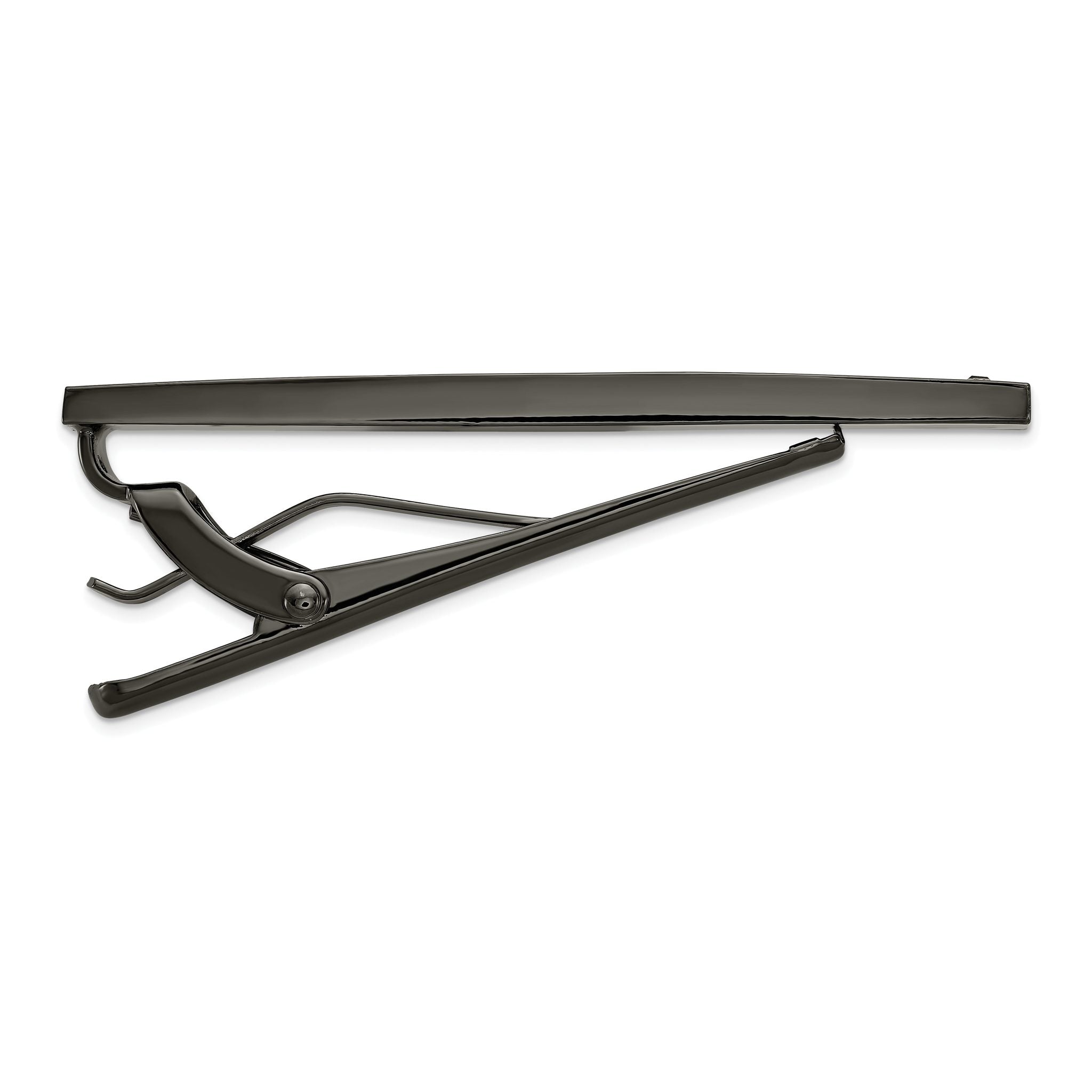 Men's Gunmetal Brushed and Polished Cubic Zirconia Stainless Steel Tie Bar