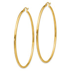 14k Polished 2x60mm Lightweight Tube Hoop Earrings