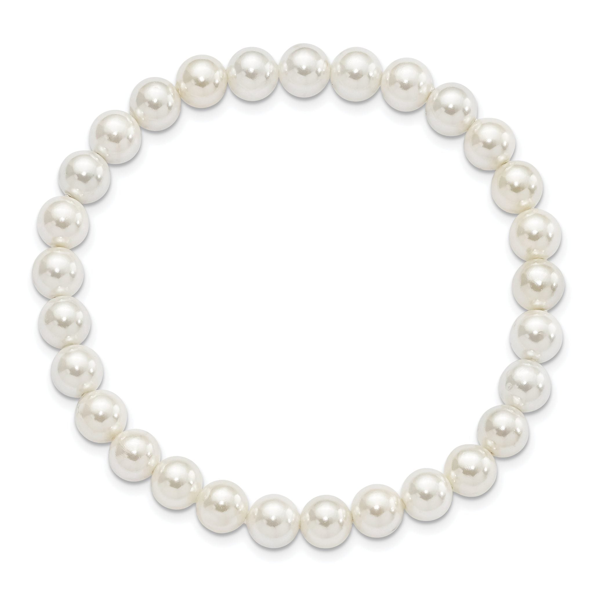 Majestik 7-8mm White Imitation Shell Pearl Stretch Bracelet Secondary image