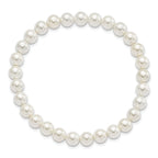 Majestik 7-8mm White Imitation Shell Pearl Stretch Bracelet