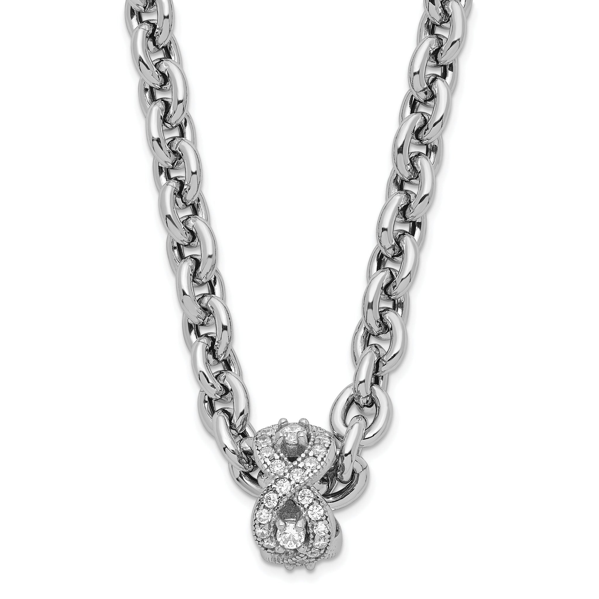 Sophia Jewelers Sterling Silver CZ Infinity Necklace Elegant Polished Finish Main image
