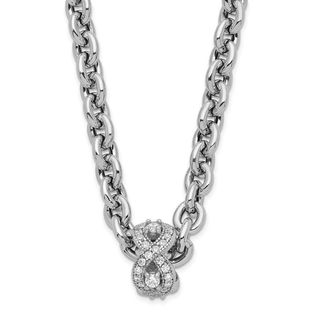 Sophia Jewelers Sterling Silver CZ Infinity Necklace Elegant Polished Finish