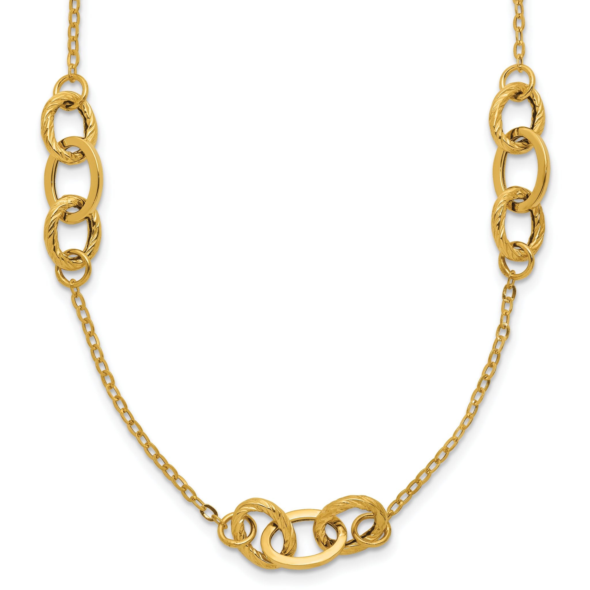 14K Yellow Gold Women's Fancy Necklace with Polished Open Link Design Main image