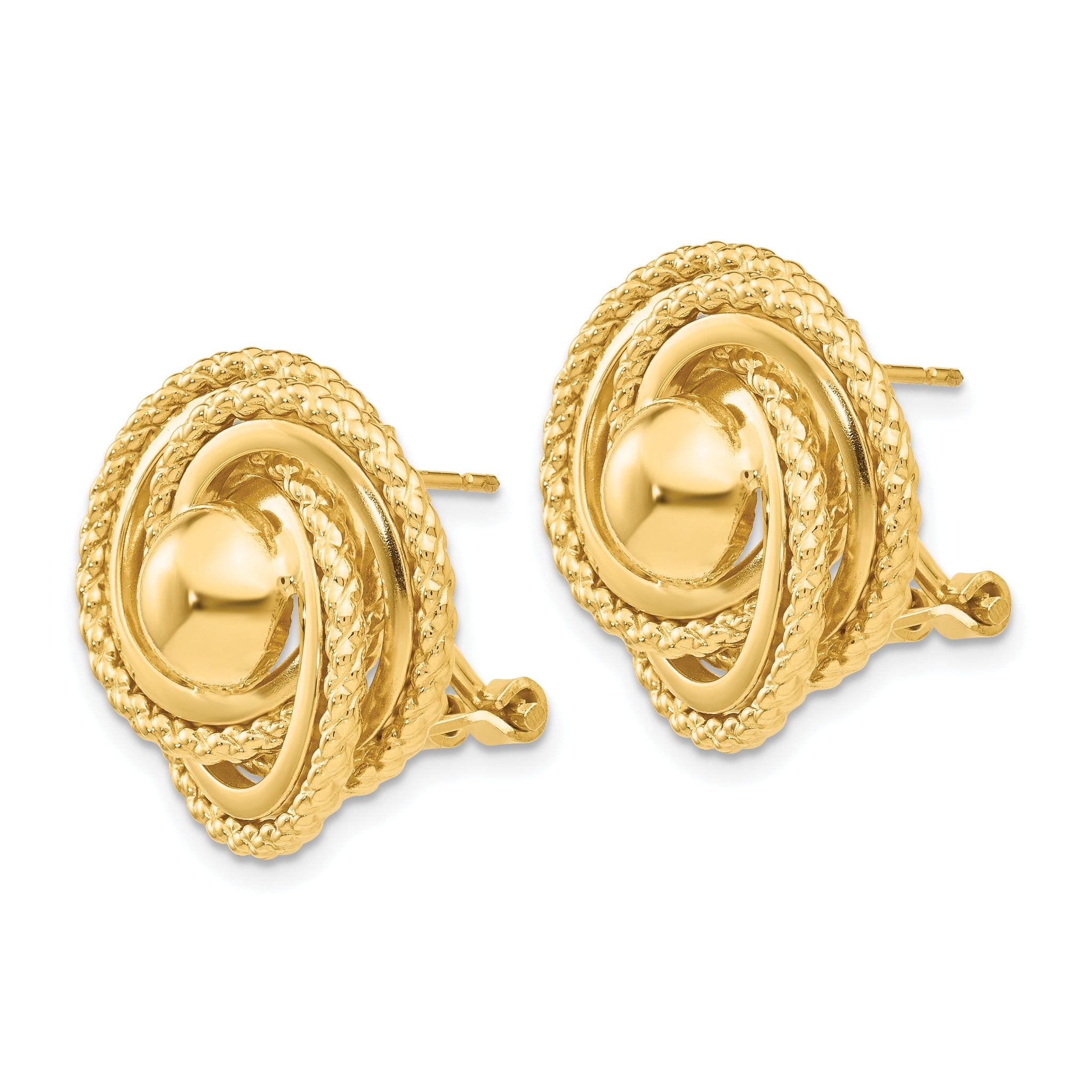 14k Polished & Twisted Fancy Omega Back Post Earrings Secondary image