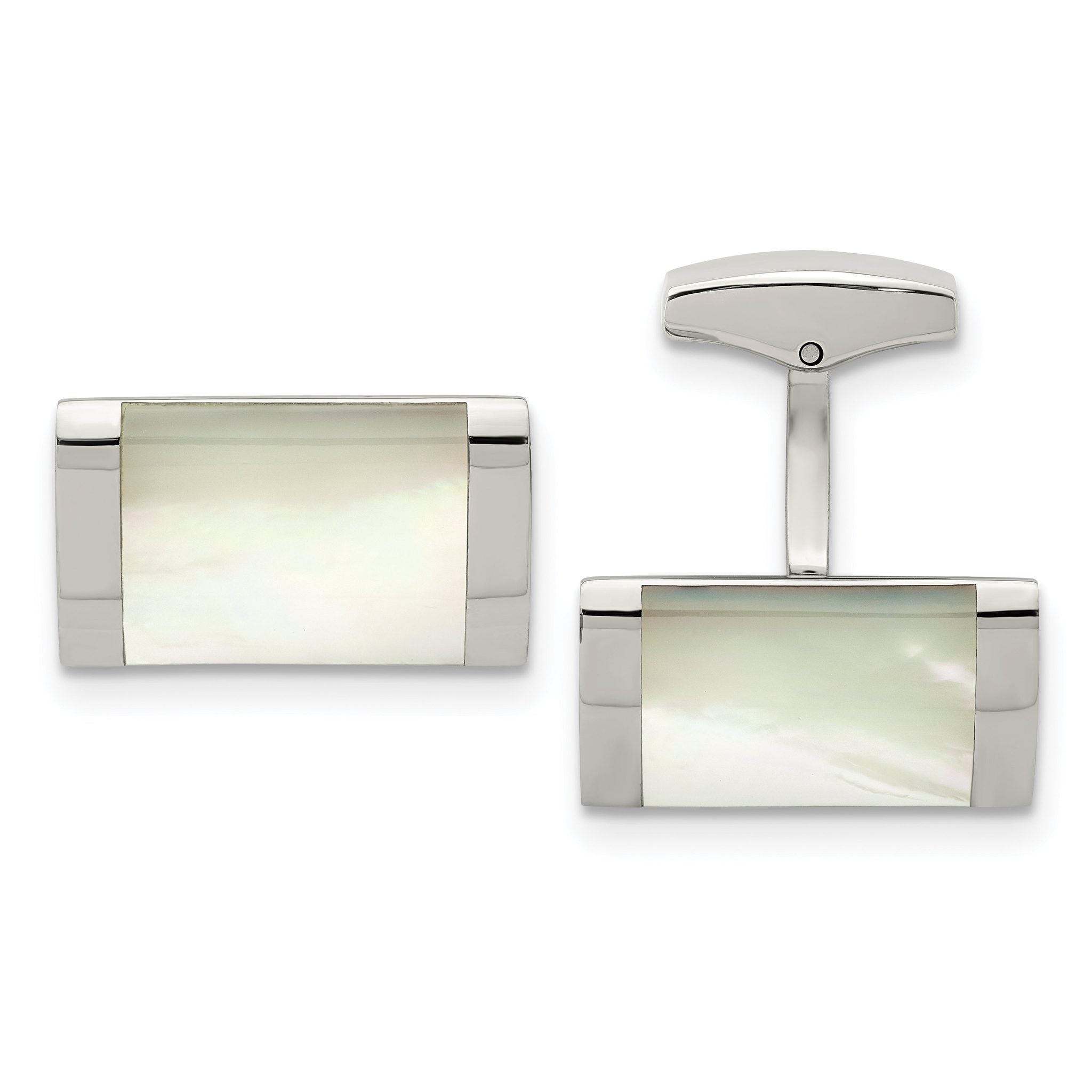 Stainless Steel Mother of Pearl Rectangle Cuff Links Main image