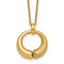 14K Polished and Brushed Circle Pendant w/2in Ext. Necklace
