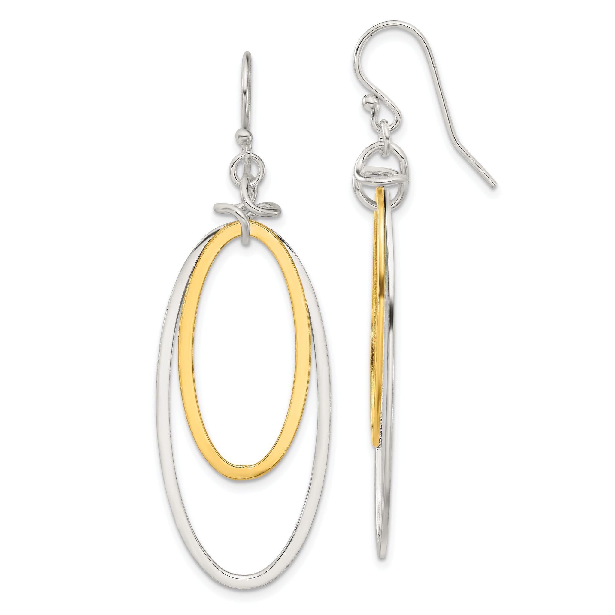 Sterling Silver and Vermeil Polished Drop Necklace and Earring Set Secondary image