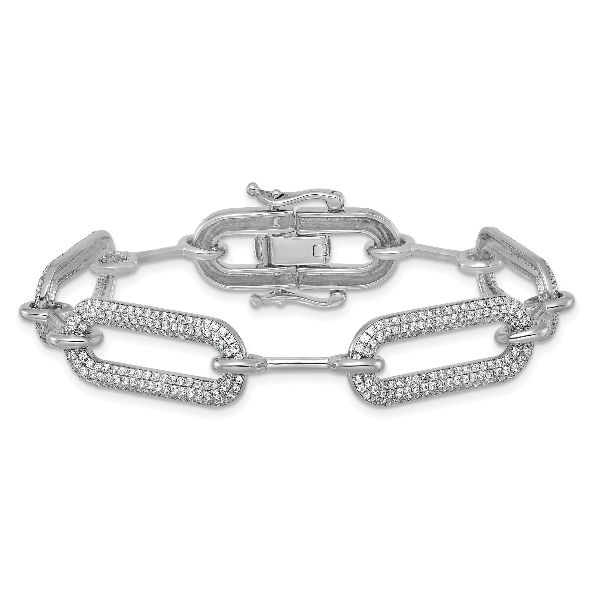 14k White Gold 3 1/4 carat Lab Grown Diamond VS/SI+ G+ Fashion Link Bracelet
