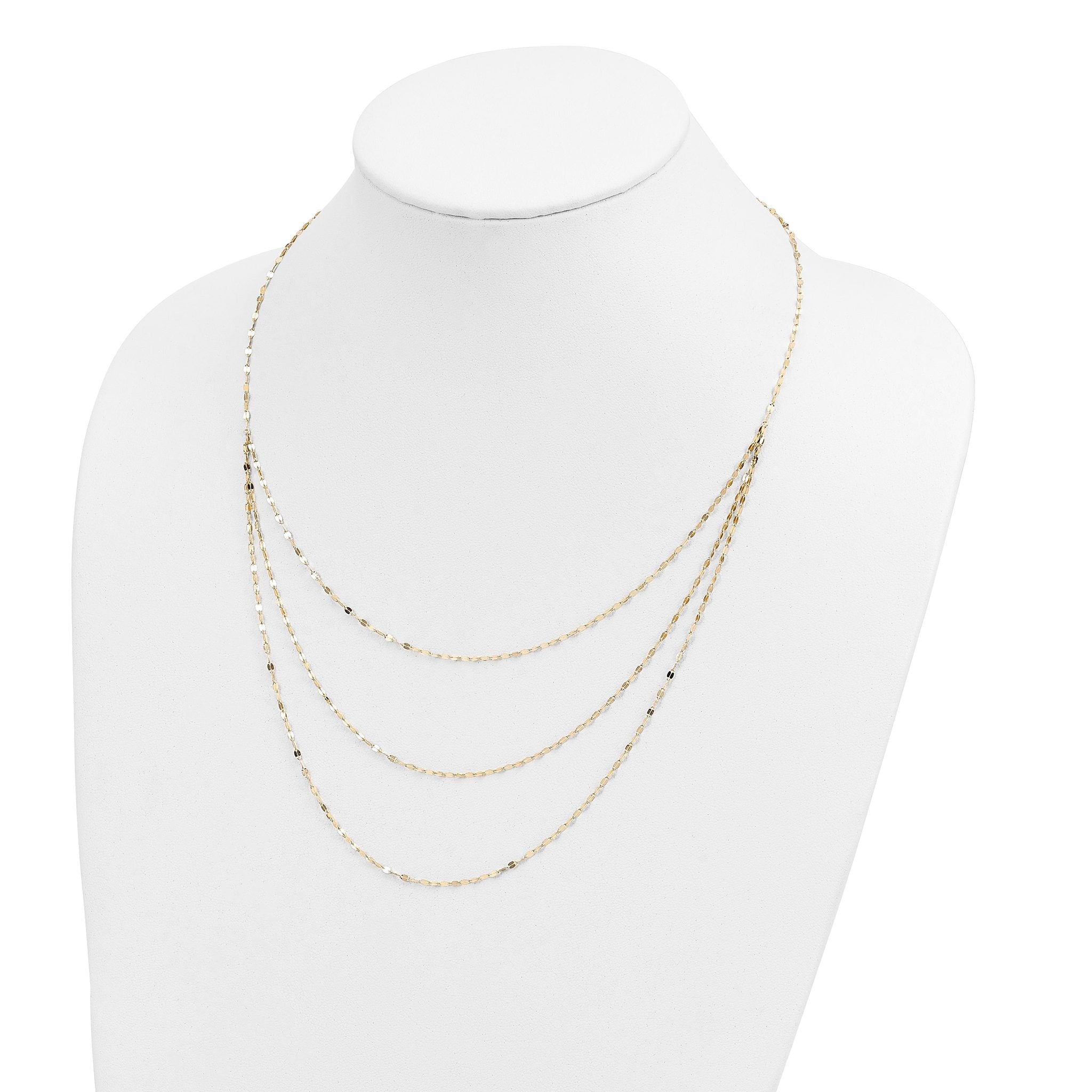 Polished Triple-Strand Bib Necklace in 14K Yellow Gold