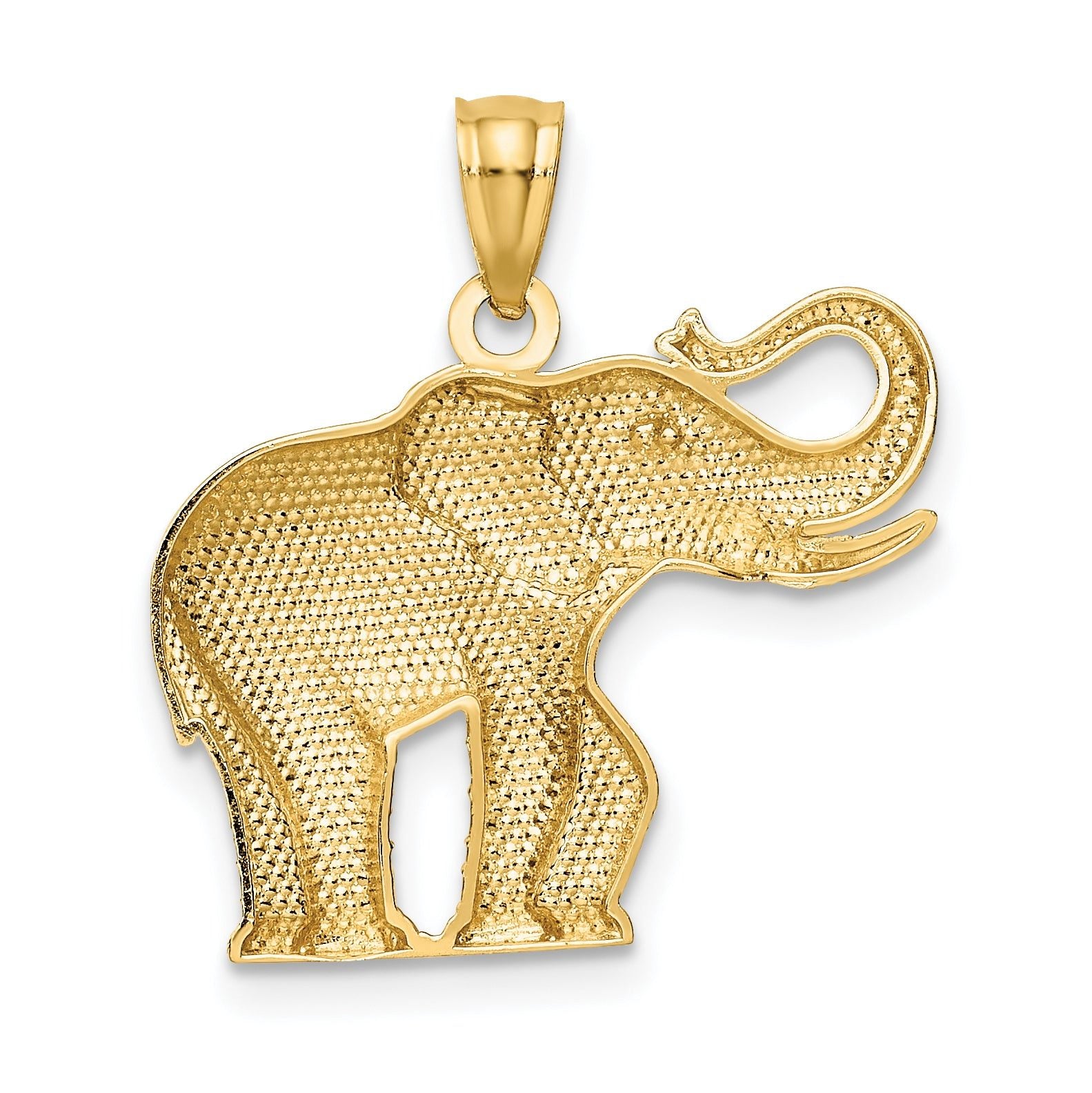 14K Gold Elephant Pendant with Polished & Satin Finish Men's Stylish Charm