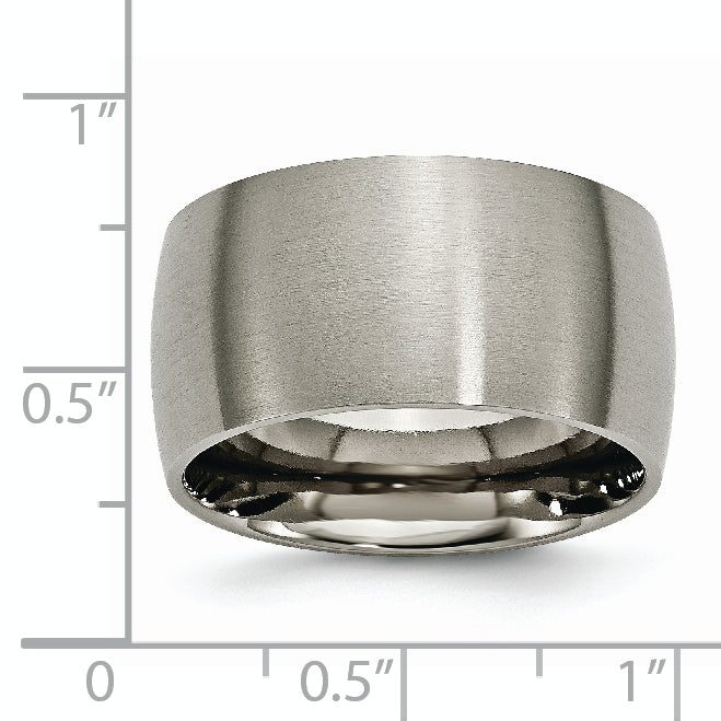 Brushed Half-Round Wedding Band in Titanium, 12mm