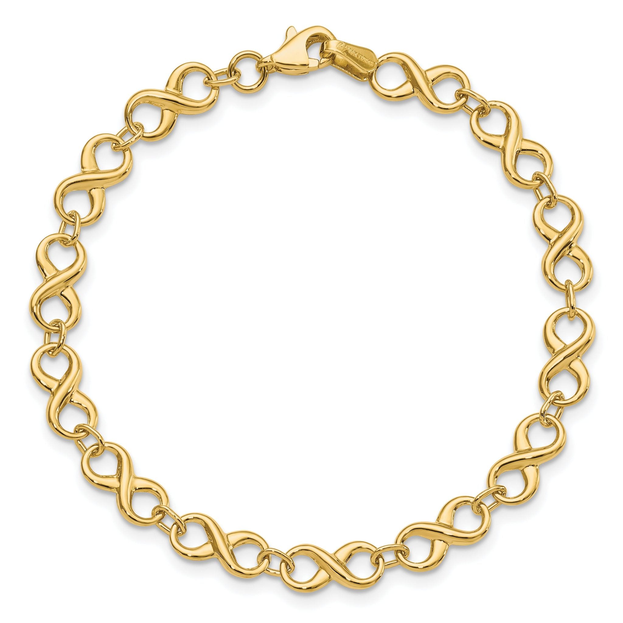 Polished Infinity Bracelet in 14K Yellow Gold