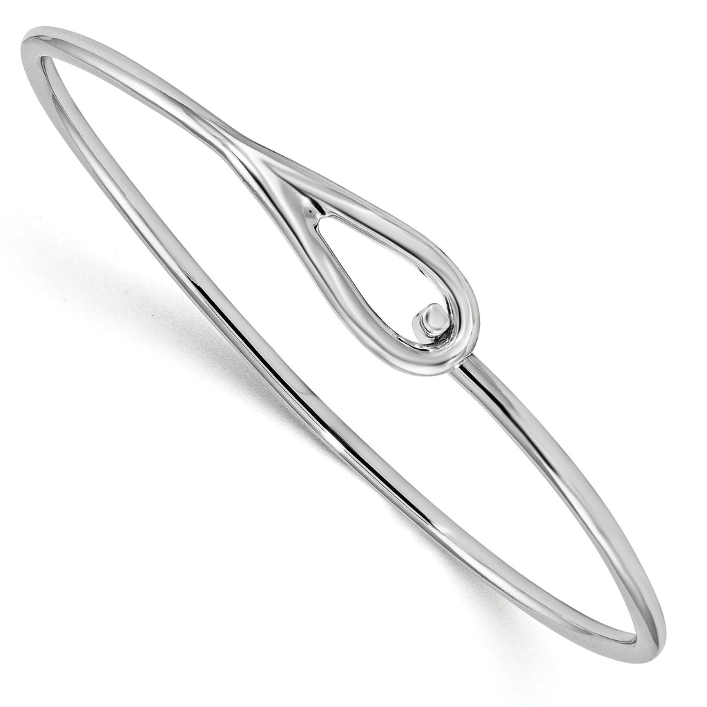 Sterling Silver Polished Bangle with Rhodium Finish Elegant Women's Jewelry