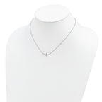 CZ Sideways Cross Necklace in Sterling Silver