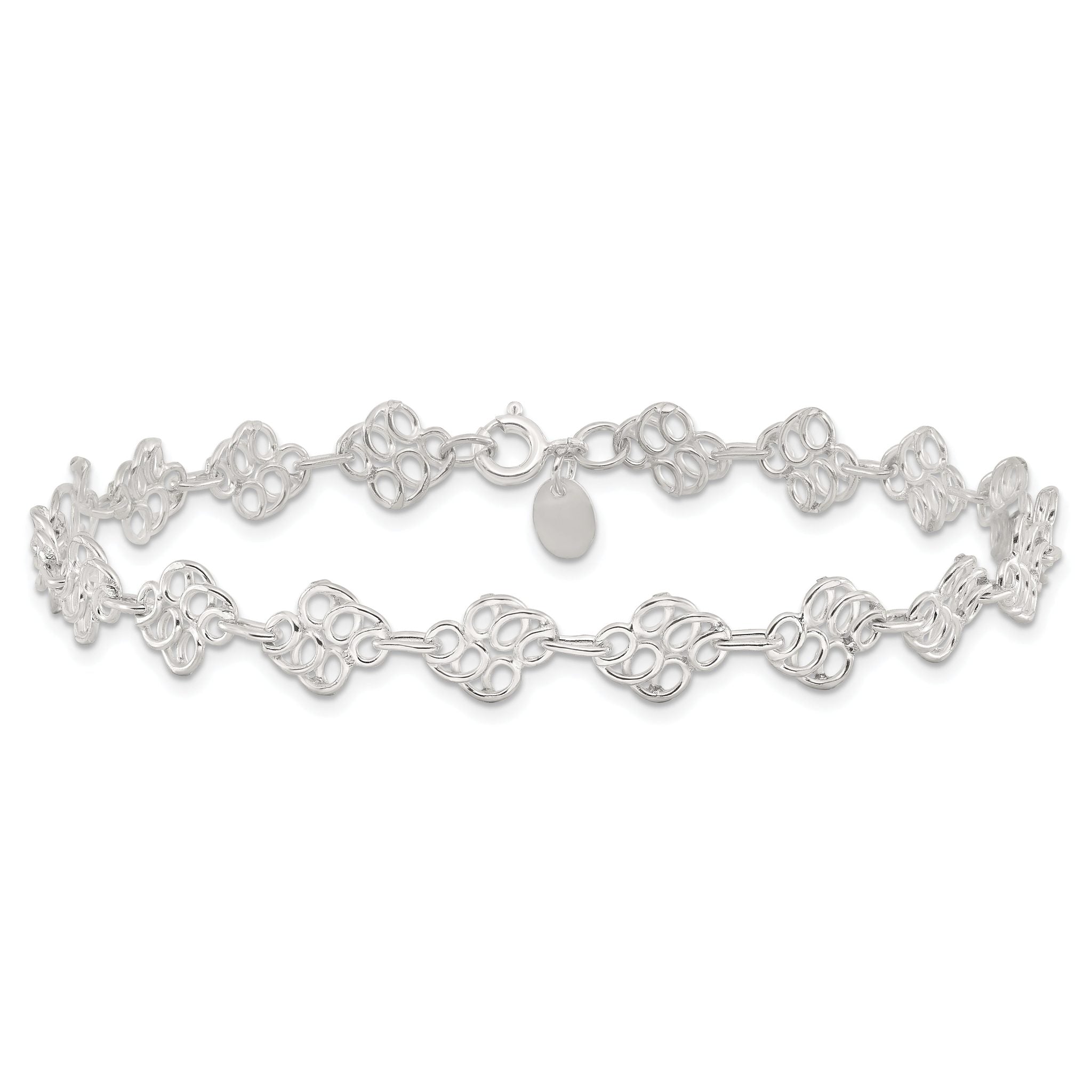 Sterling Silver 10inch Fancy Polished Anklet Secondary image