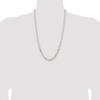 Sterling Silver Rhodium-plated 7.5mm Diamond-cut Long Link Cable Chain