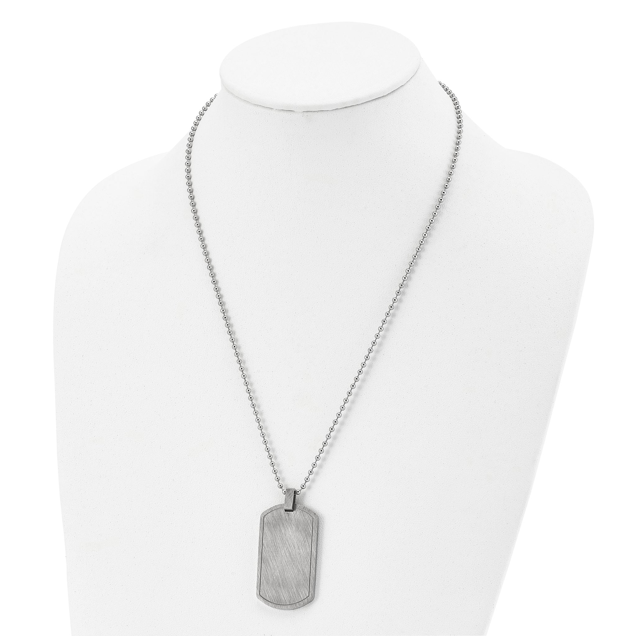 Chisel Stainless Steel Brushed and Polished Scratch Finish Dog Tag on a 22 inch Ball Chain Necklace Secondary image