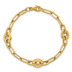 14k Polished and Twisted 9.2mm Open Link 7.5 inch Bracelet