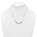 Sterling Silver Rhodium-plated Polished Black CZ and Pyramid Squares 17.75 inch Necklace