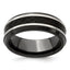 Edward Mirell Polished Titanium Men's Ring with Black Carbon Fiber