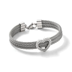 Stainless Steel Polished wire with Cubic Zirconia Heart Bracelet for Women