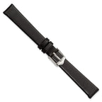 Smooth Flat Leather Watch Band in Black, 20mm