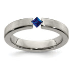 Edward Mirell Titanium Sapphire Wedding Band with Brushed Finish 4mm