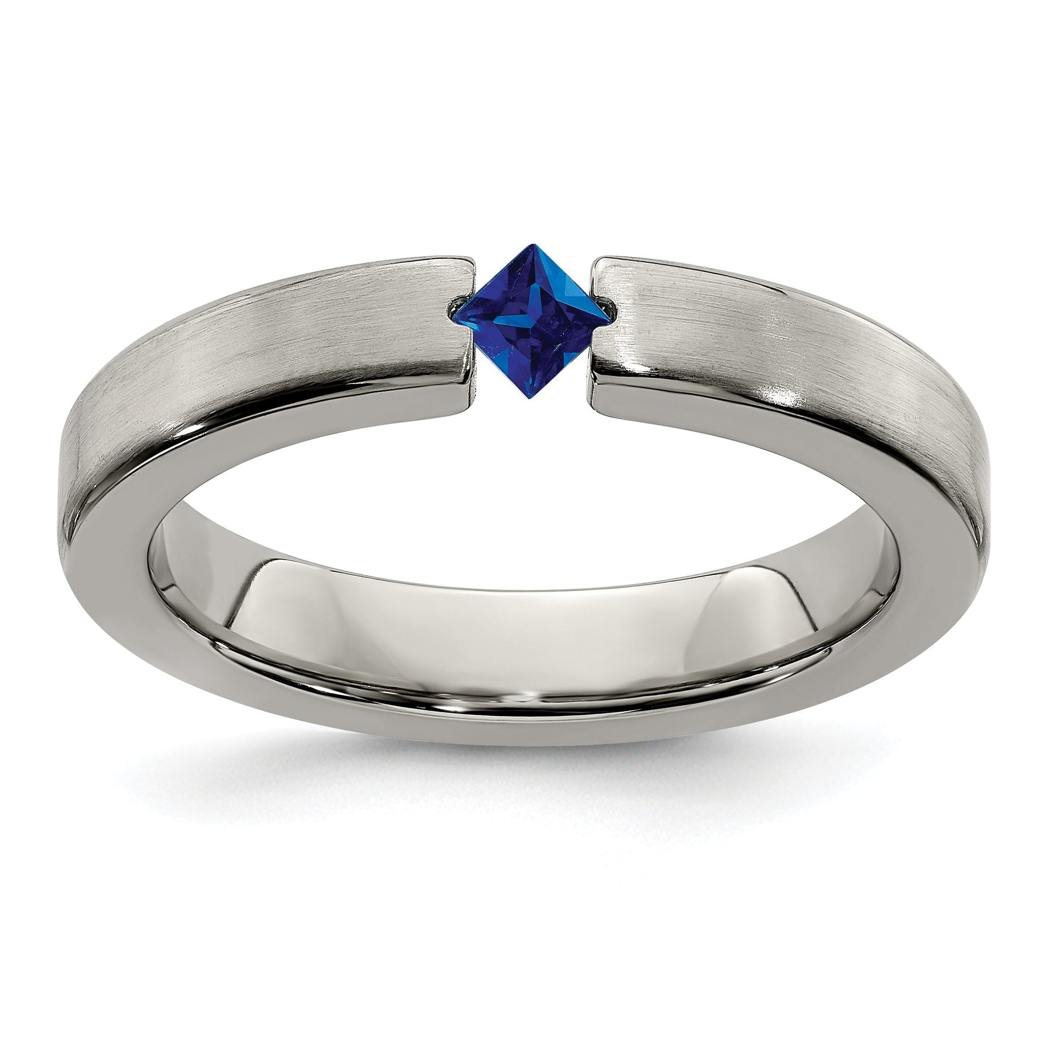 Edward Mirell Titanium Sapphire Wedding Band with Brushed Finish 4mm
