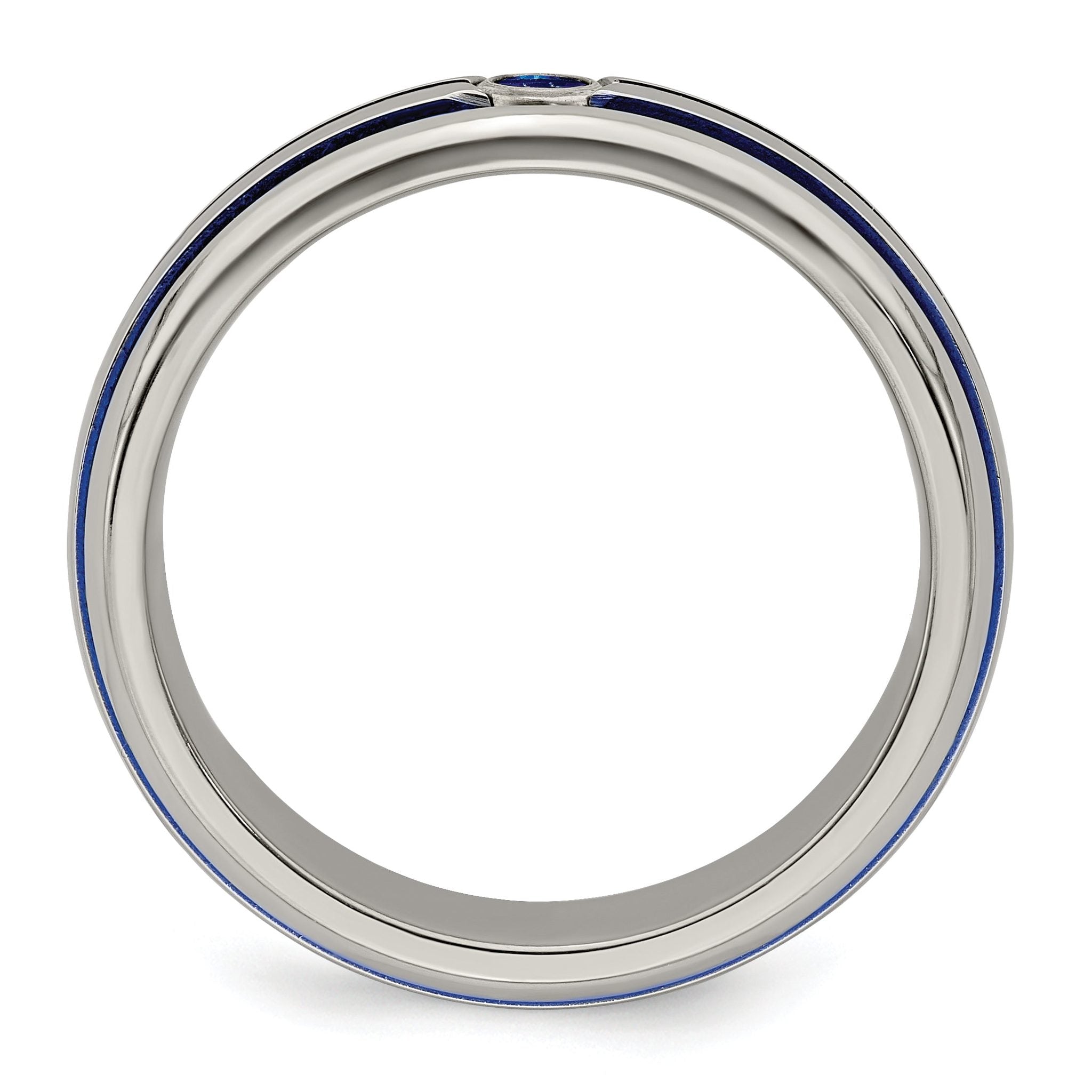 Sophia Jewelers Titanium Sapphire Grooved Wedding Band with Blue Anodized Accents