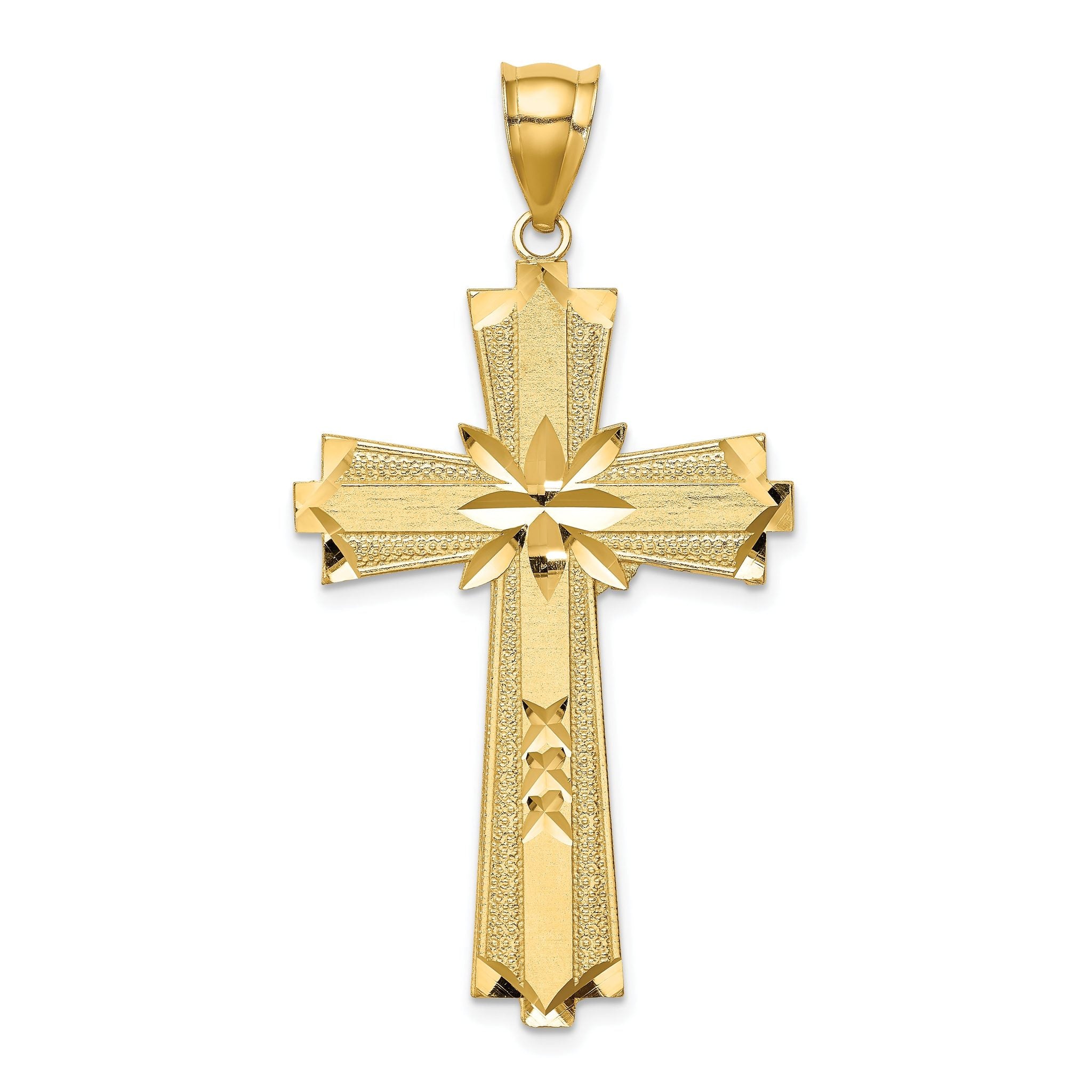 14K Diamond-cut Cross Pendant Main image