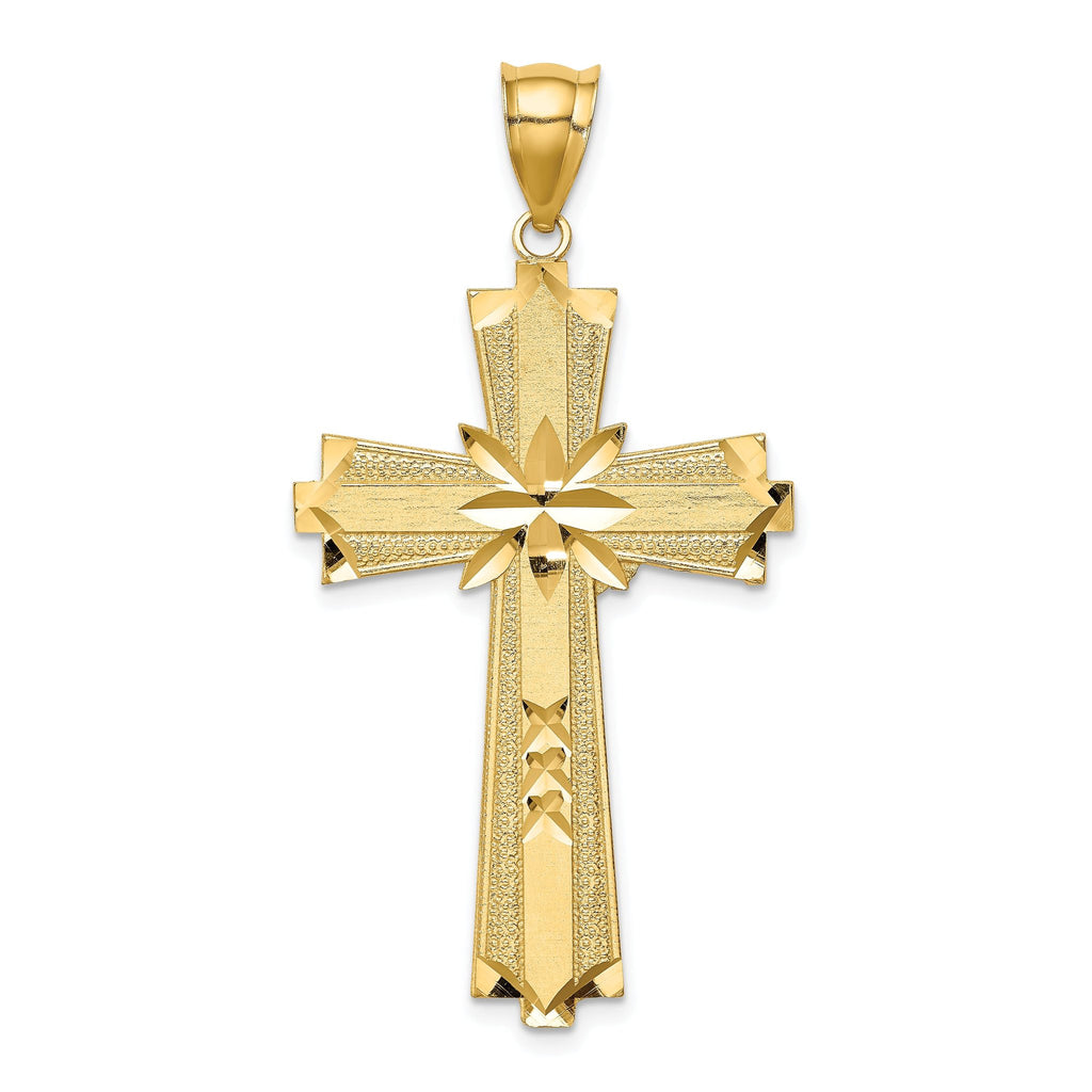 14K Diamond-cut Cross Pendant