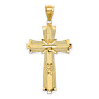 14K Diamond-cut Cross Pendant