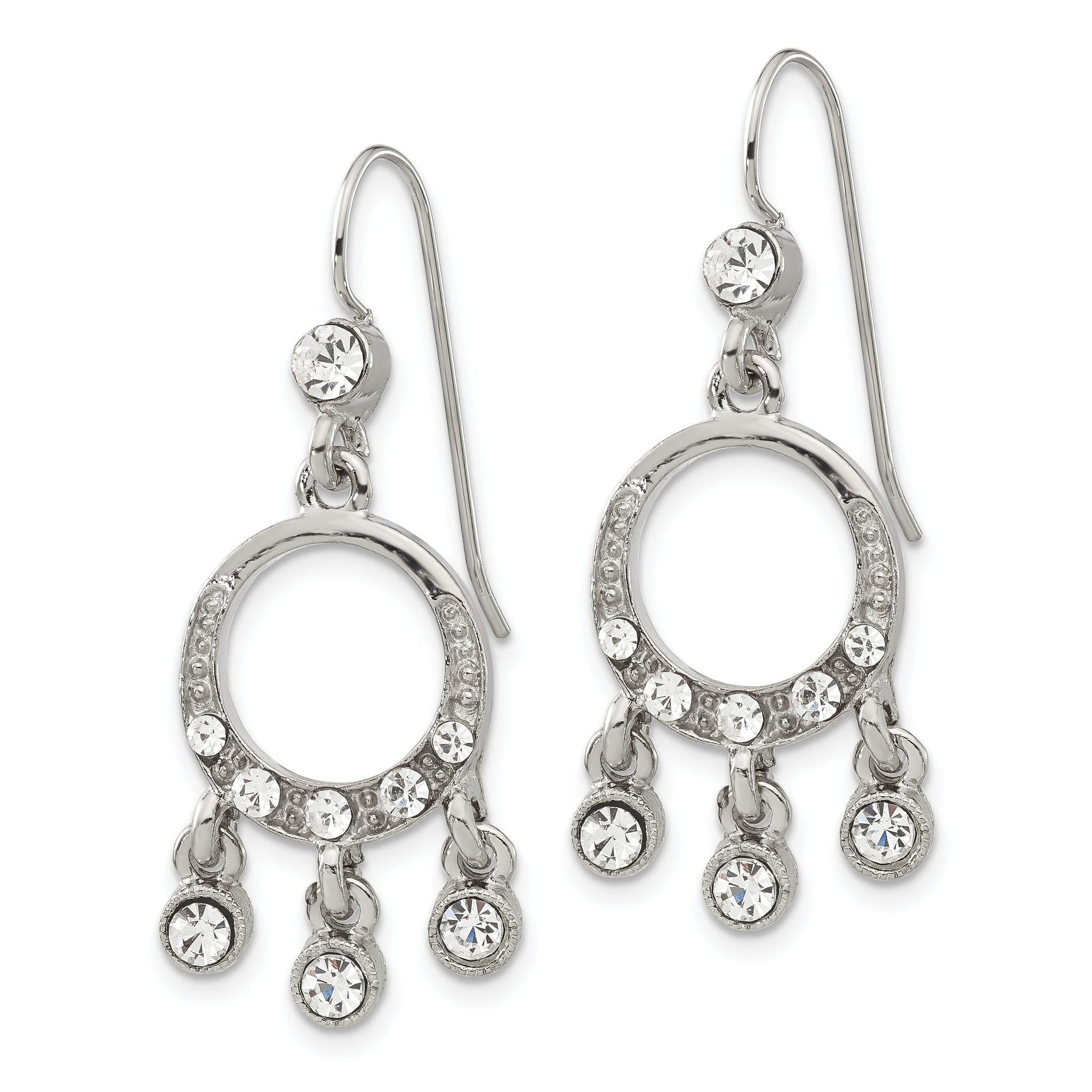 1928 Silver-tone Crystal Chandelier Dangle Earrings Secondary image