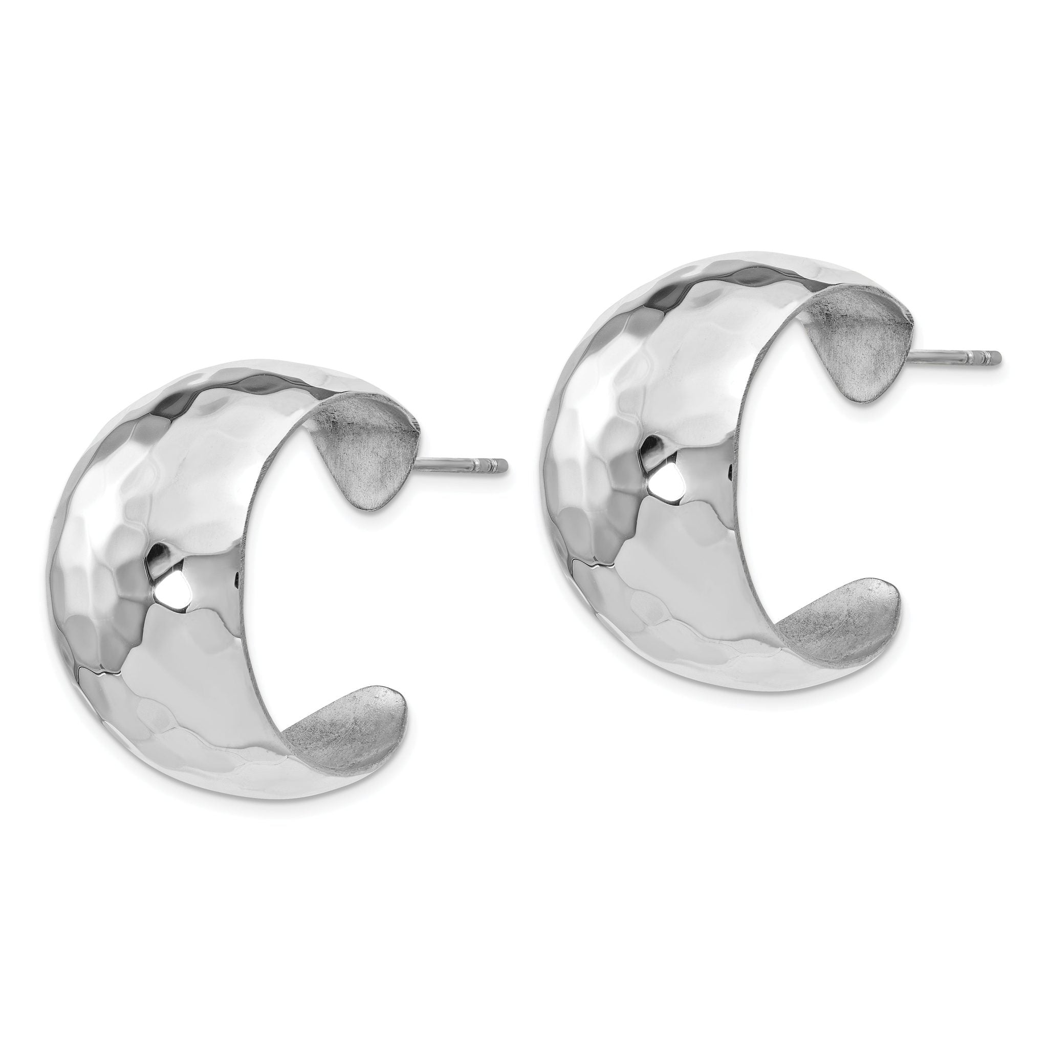 Sophia Jewelers Sterling Silver Hammered C-Hoop Earrings Polished Rhodium Finish Secondary image