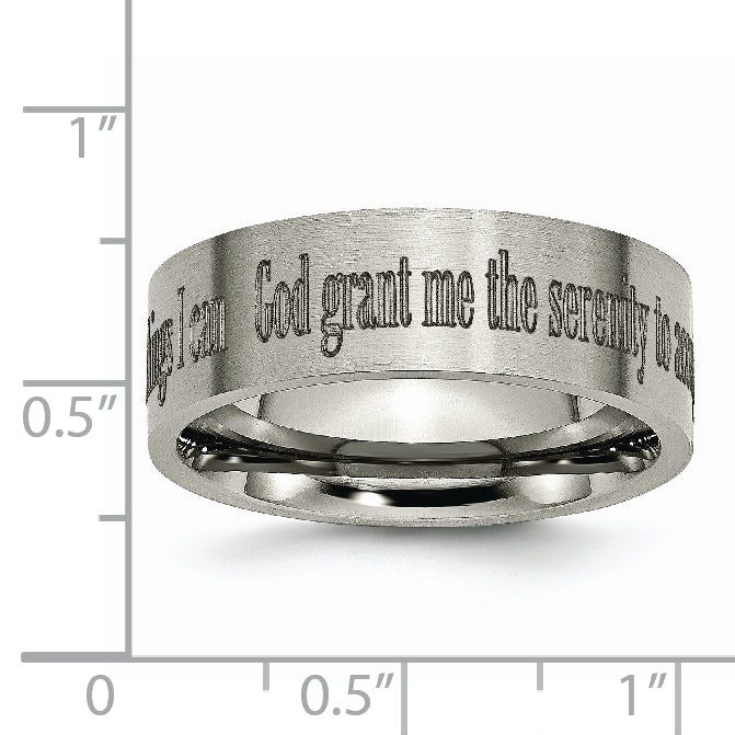 Titanium Brushed Unisex Serenity Prayer Engravable 8mm Flat Wedding Band