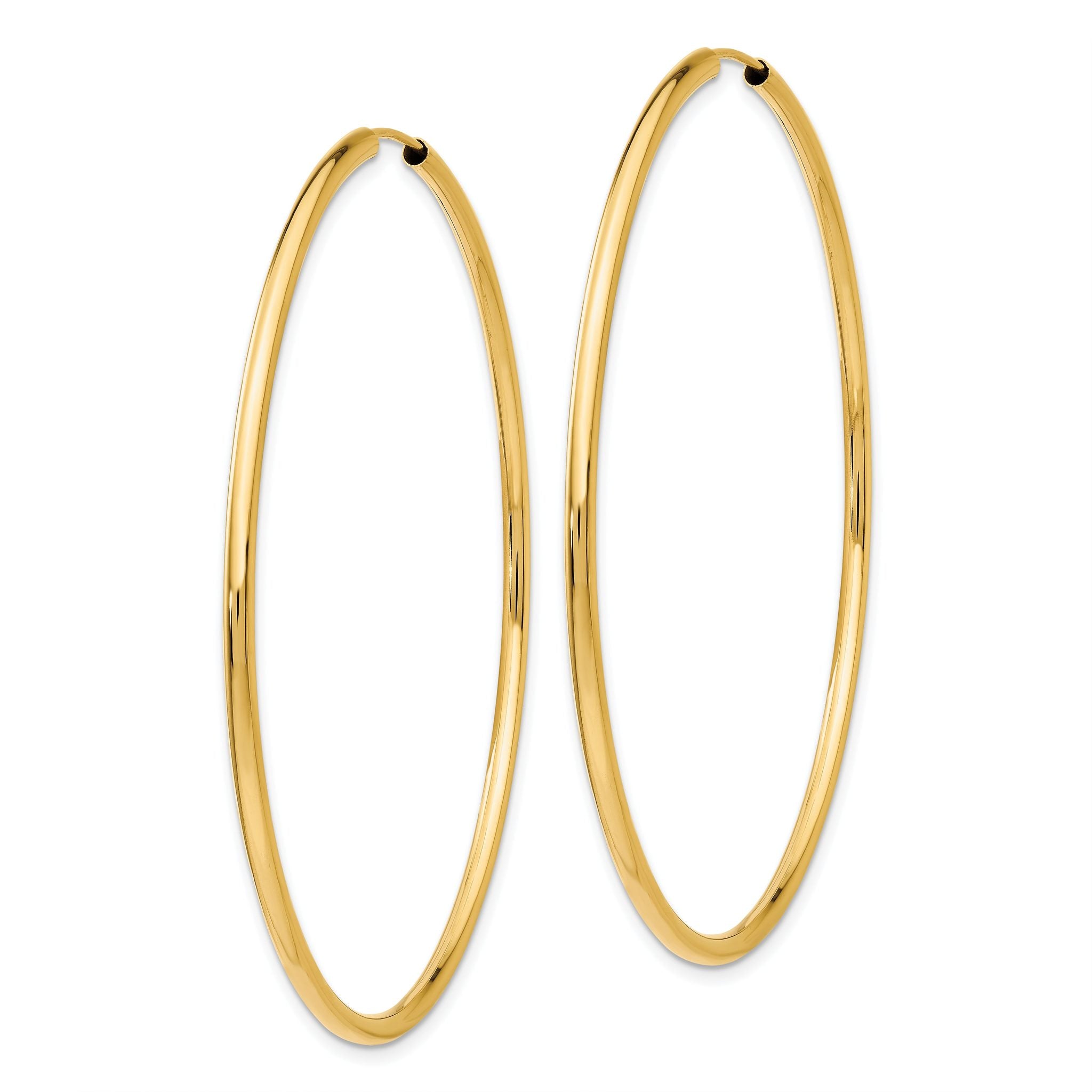 14k Polished Round Endless 2mm Hoop Earrings Main image